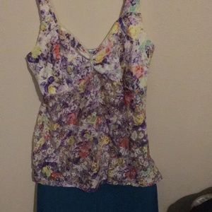 mesh floral tank top